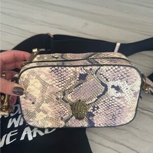 Kurt Geiger Pink and Cream Snakeskin Crossbody Bag